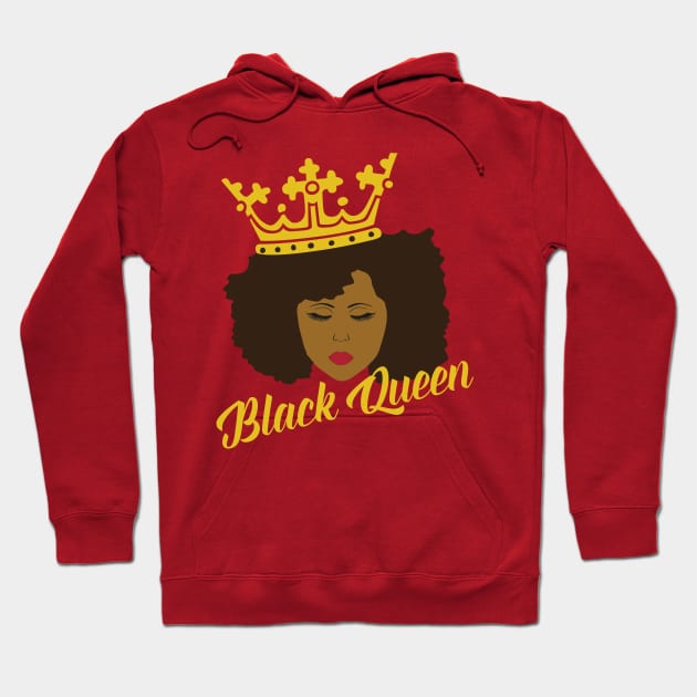 Black Queen With Crown Hoodie by blackartmattersshop